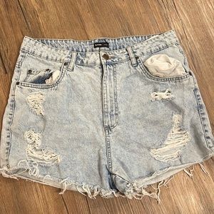 High waisted denim shorts